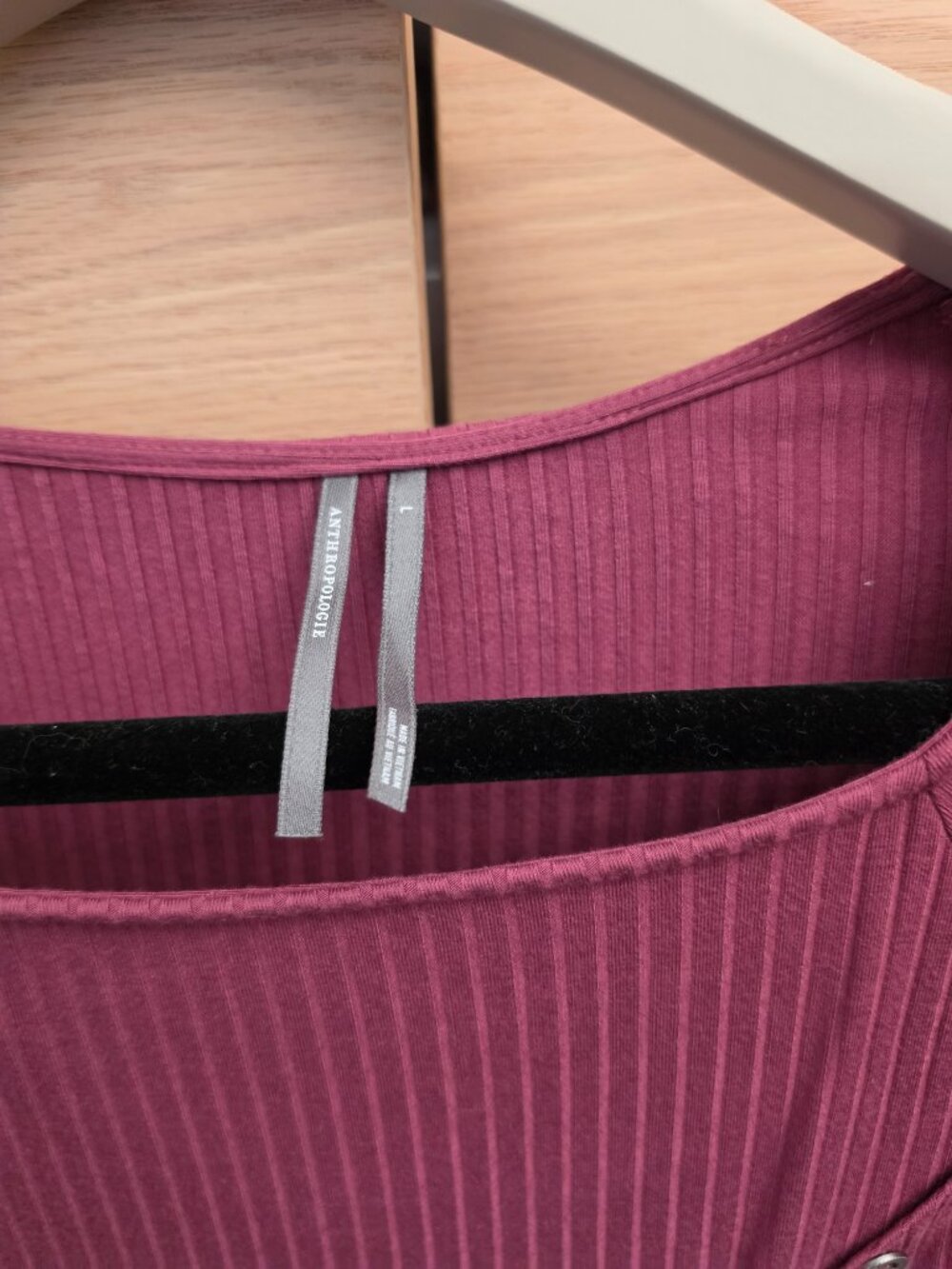 Anthropologie Buttoned Boatneck Thermal Top Pomegranate L - Picture 4 of 4